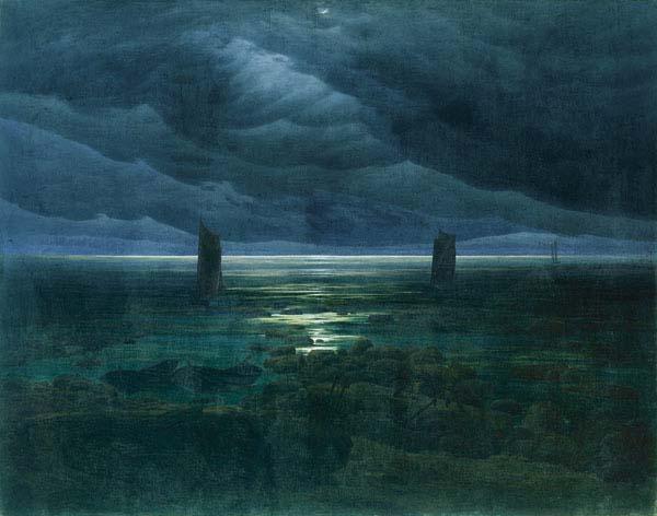 Caspar David Friedrich Seashore by Moonlight oil painting picture